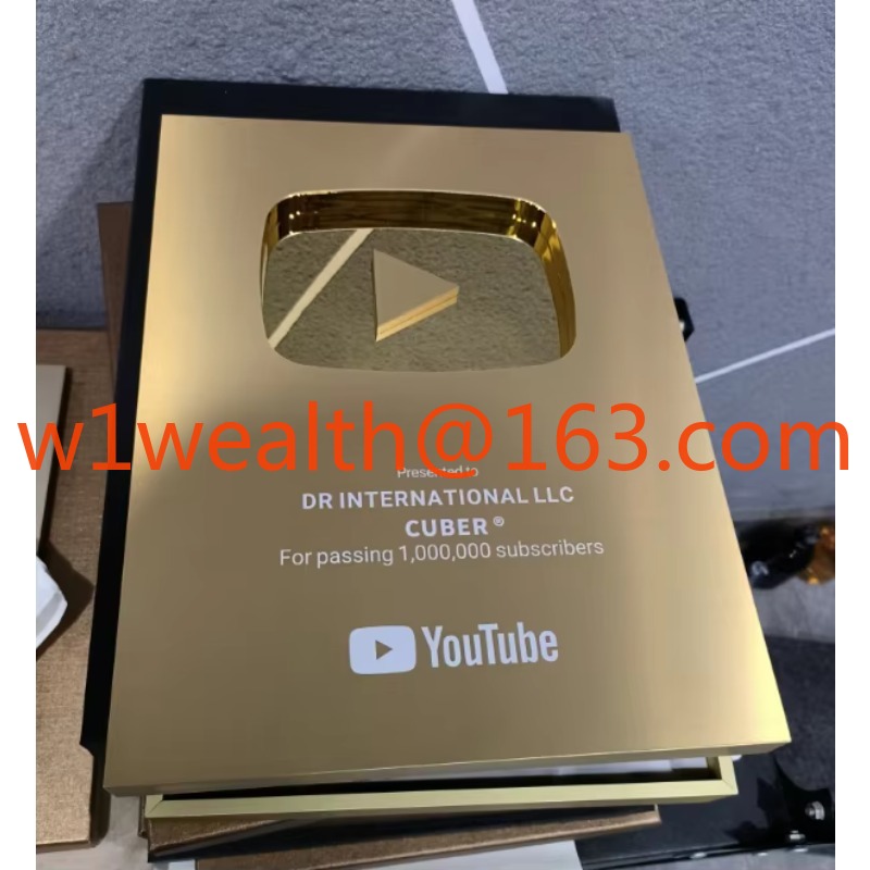 Esports Gaming Trophy - Play Button Award, Aluminum YouTube Shields,