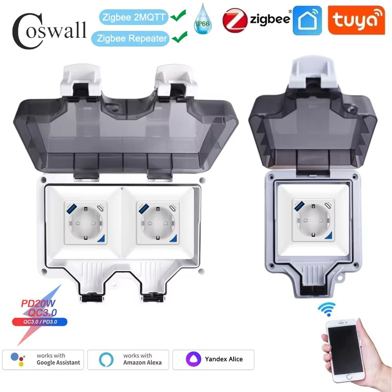 Dual Monitor Stand - Coswall IP66 Waterproof EU Socket Tuya