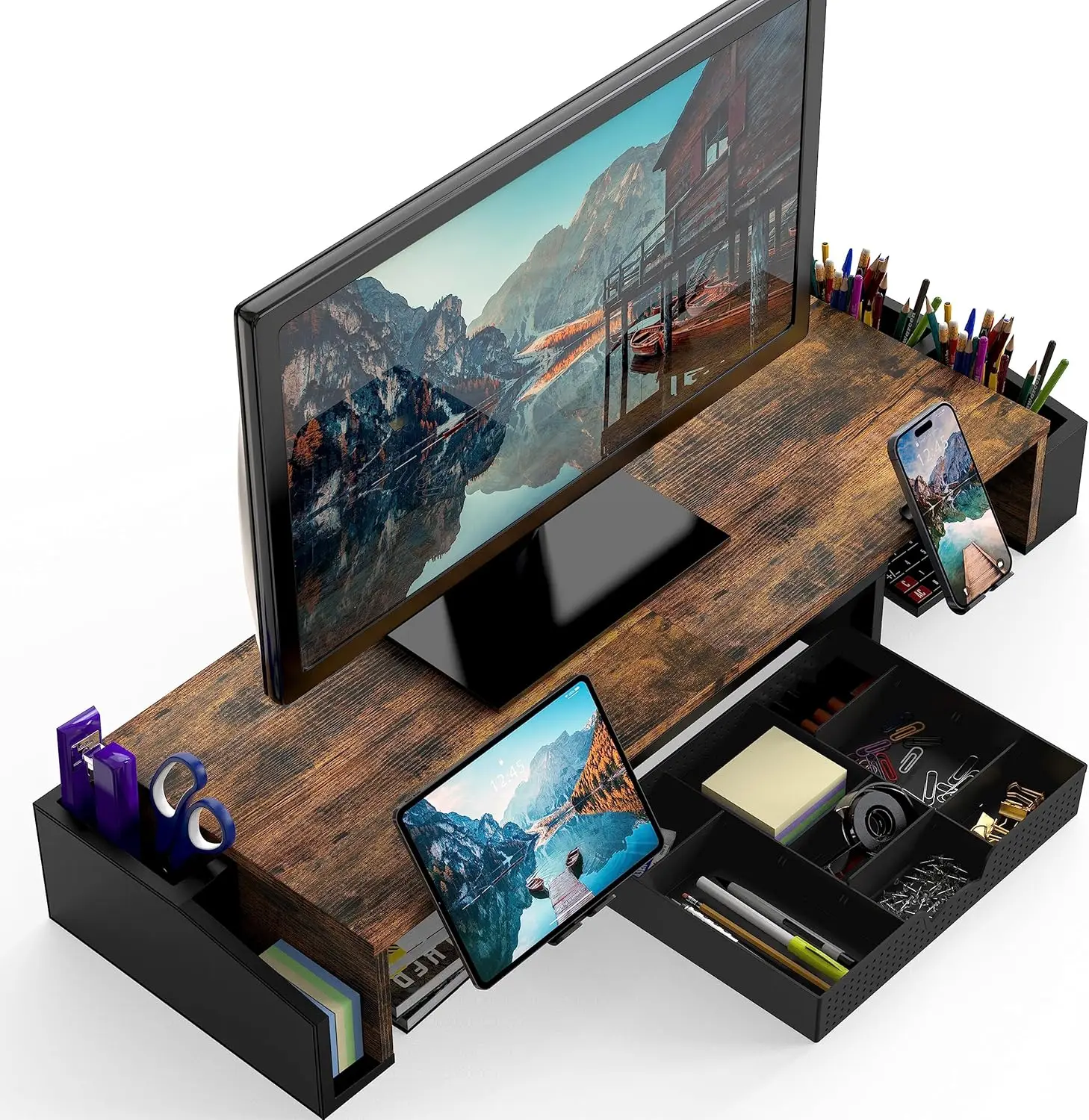 Desk Stand Dual Monitor Rustic - Dual Monitor Stand 评论和价格