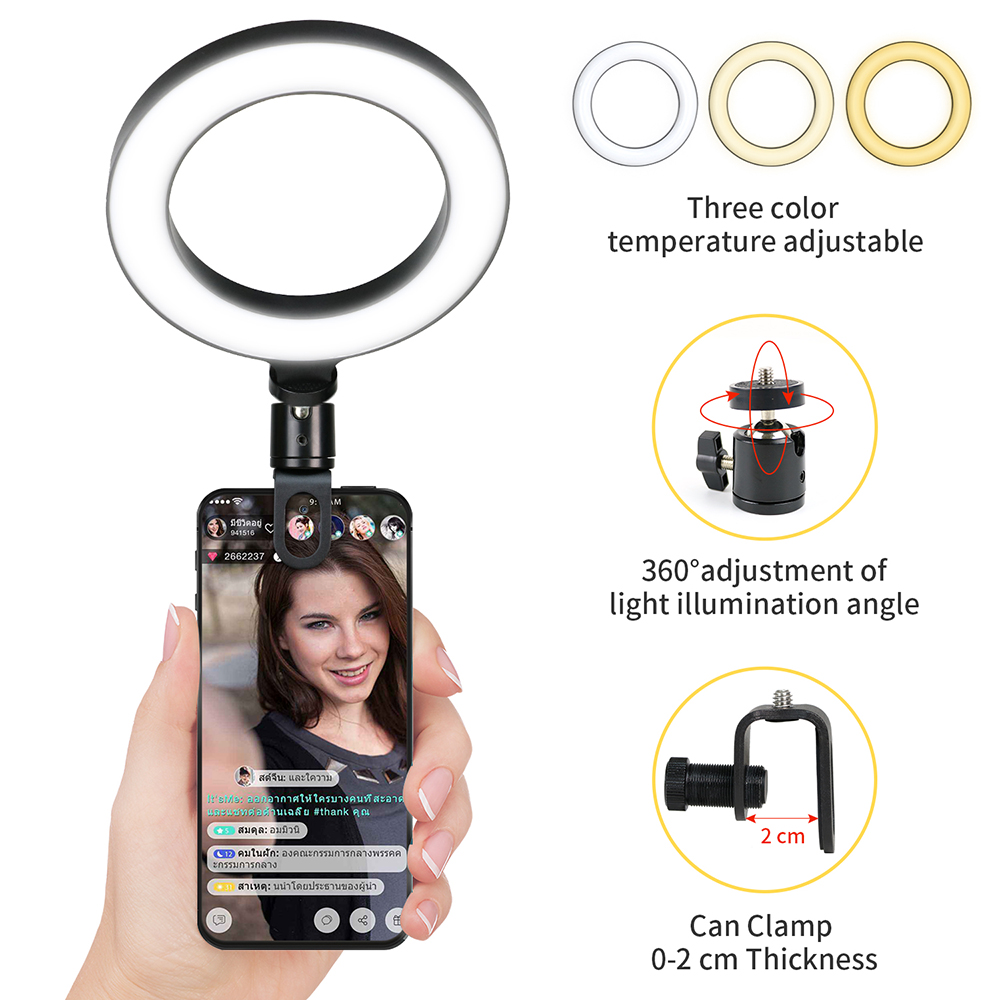 16cm LED Video Light with Stan - Webcam Ring Light 评论和价格
