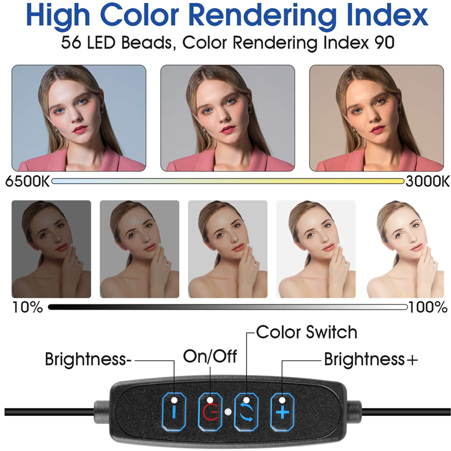 16cm LED Video Light with Stan - Webcam Ring Light 评论和价格