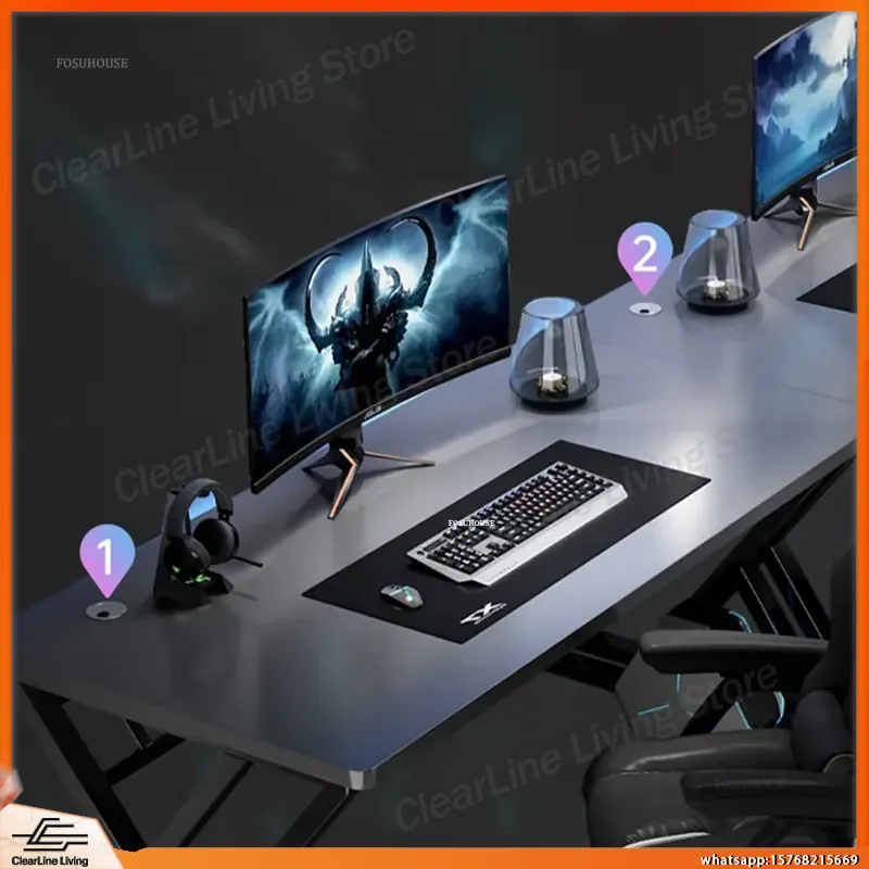 Double Computer Desk Long Gami - Esports Gaming School 评论和价格