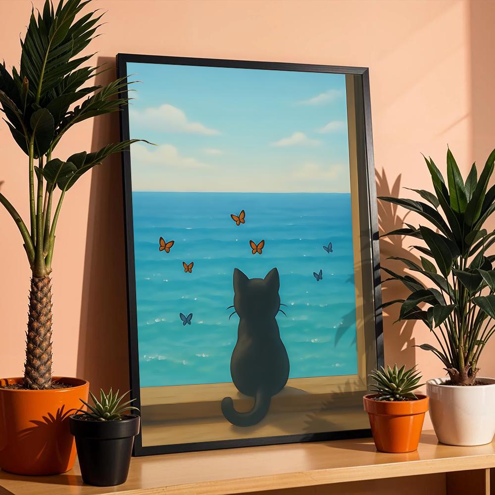 Cat on Beach Poster Wall Art R - Esports Gaming Lounge 评论和价格