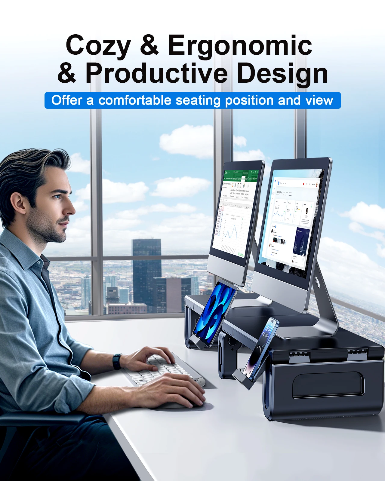 Oatsbasf Dual Monitor Stand Ri - Dual Monitor Stand 评论和价格