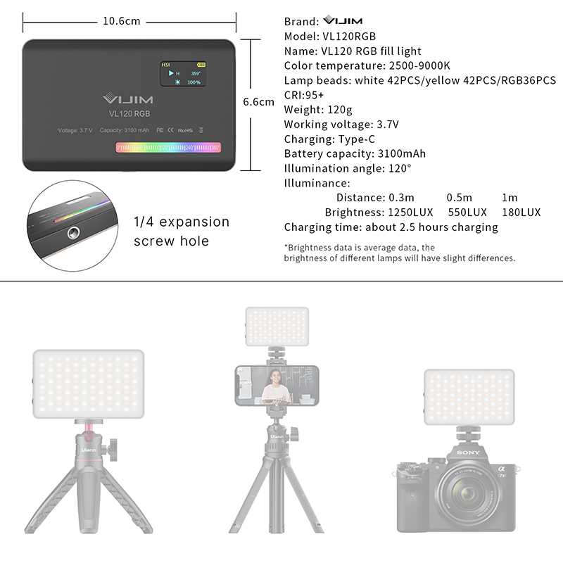 Ulanzi VL120 RGB Camera Video  - Webcam Ring Light 评论和价格